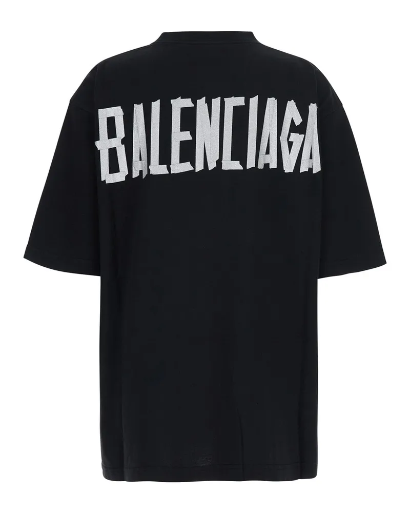 Balenciaga Logo-Embroidered T-Shirt — Black Black