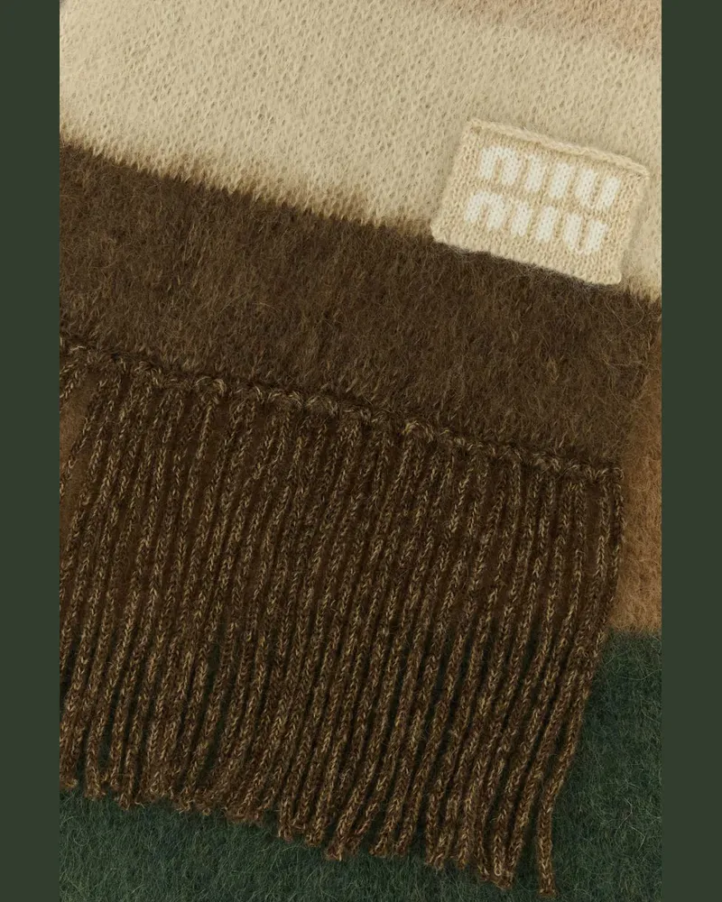 Miu Miu Embroidered Mohair Blend Scarf — Multicolor Multicolor