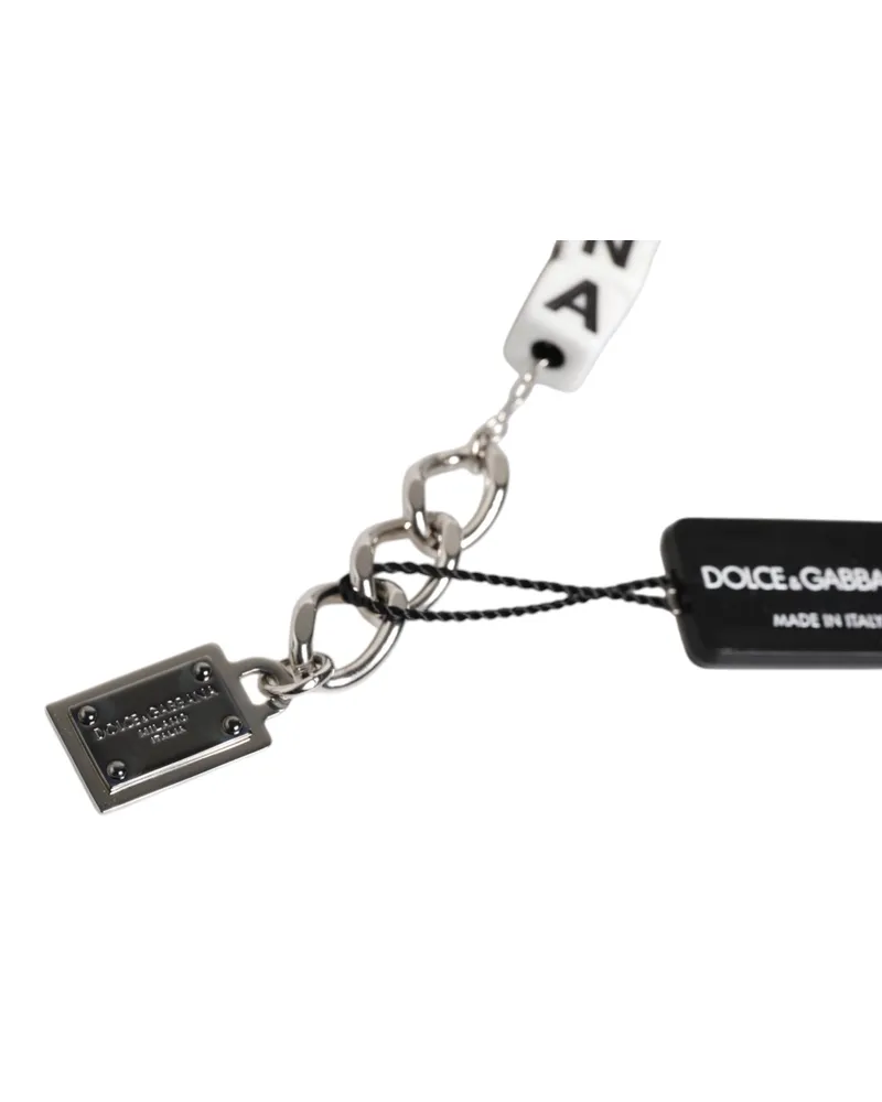 Dolce & Gabbana Women's Silver Brass Chain Dice Logo Embellished Charm Bracelet Real Plastic Zamak Silver