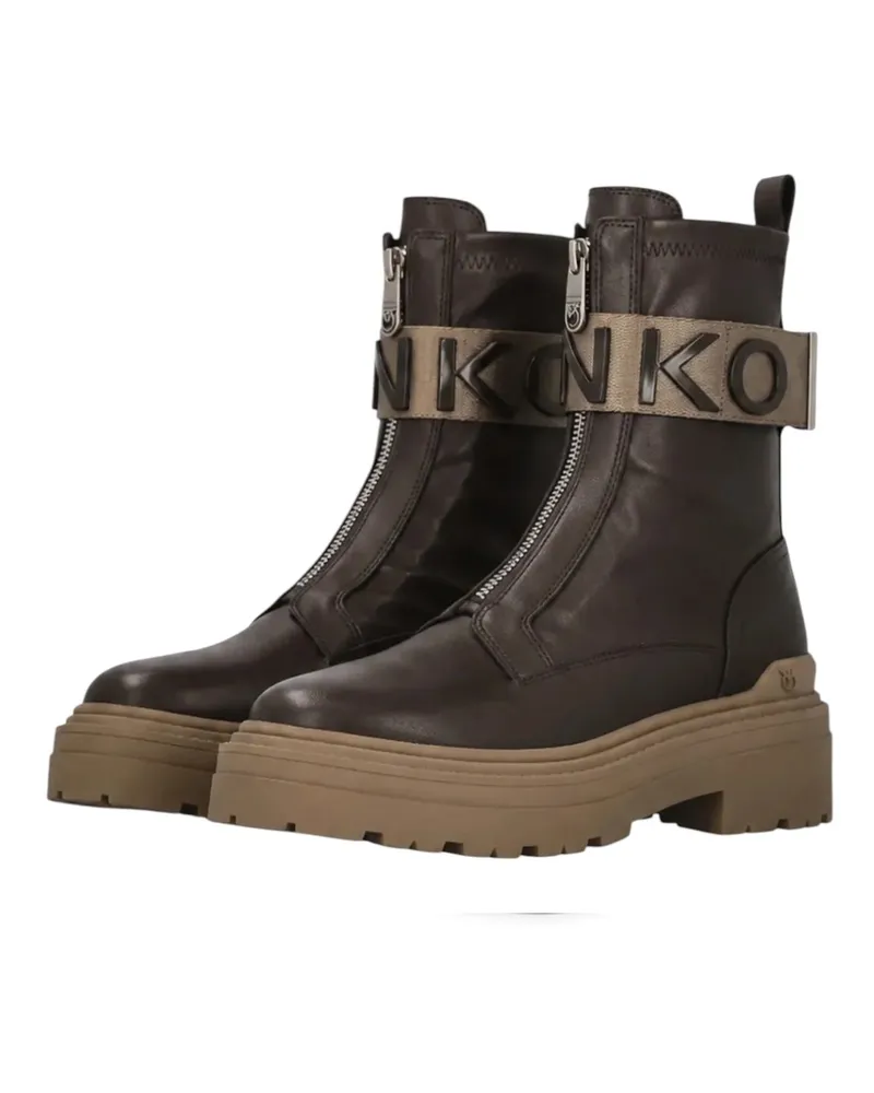 Pinko Platform Lug Sole Ankle Boot — Brown Brown