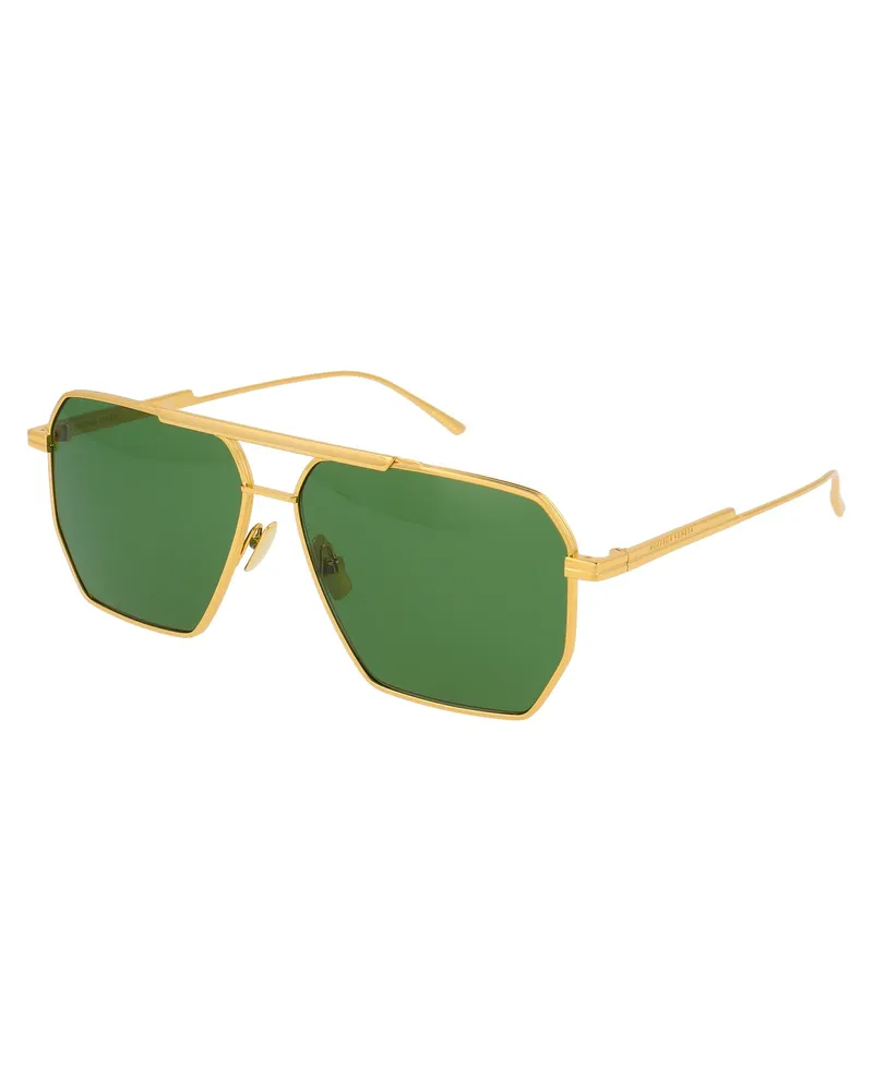 Bottega Veneta Men's Sunglasses Gold-Green Metal Gold-Gold-Green Gold/gold/green Gold