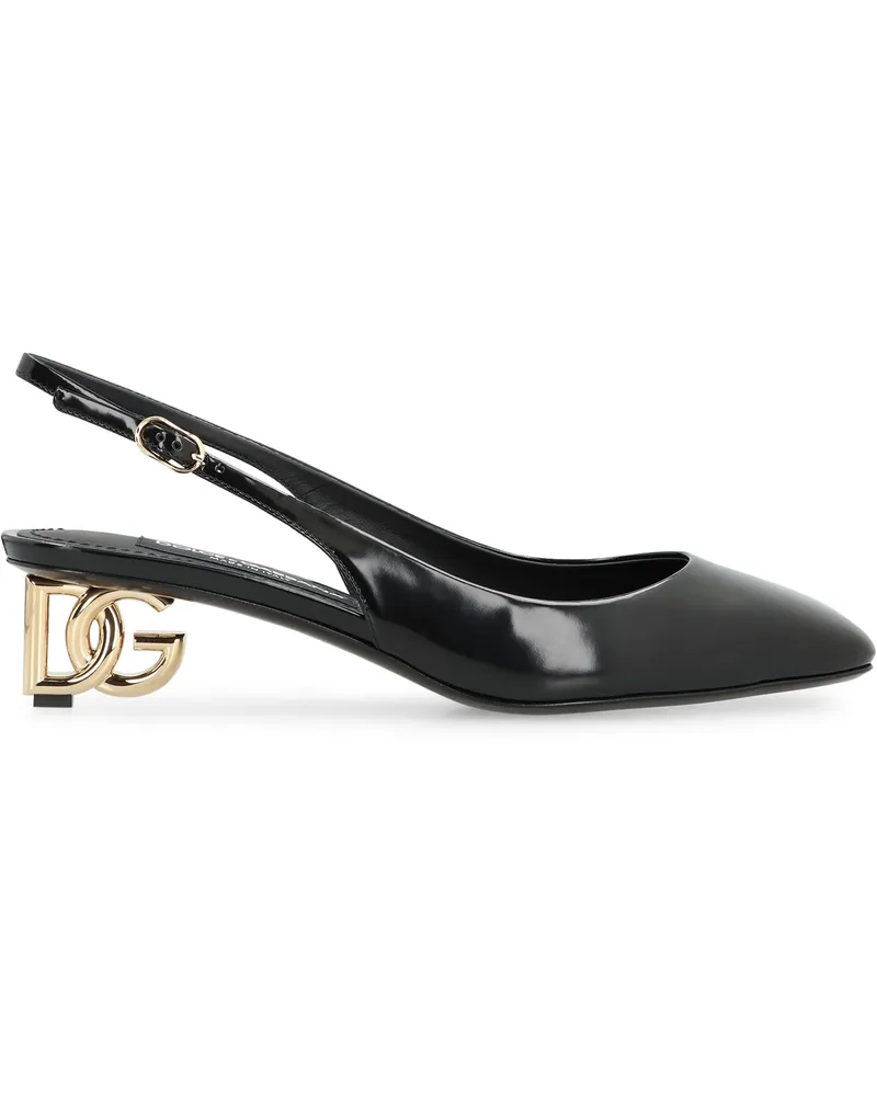 Dolce & Gabbana Women's Slingback Pumps Patent Leather Black Calf Black