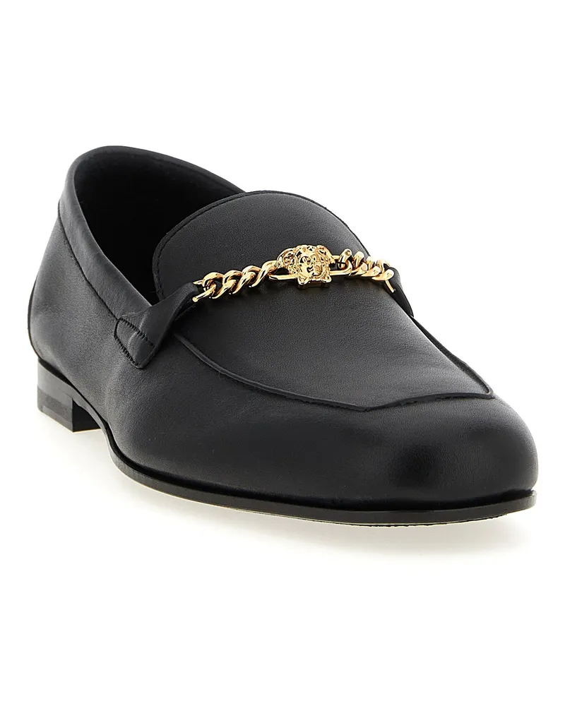 Versace Chain Medusa Detail Loafer — Black Black