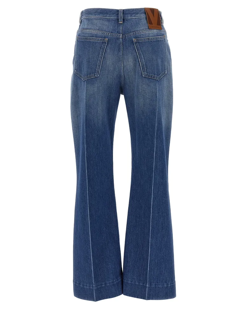 Valentino Garavani Women's Blue Cotton Flared Jeans Clothing Blue
