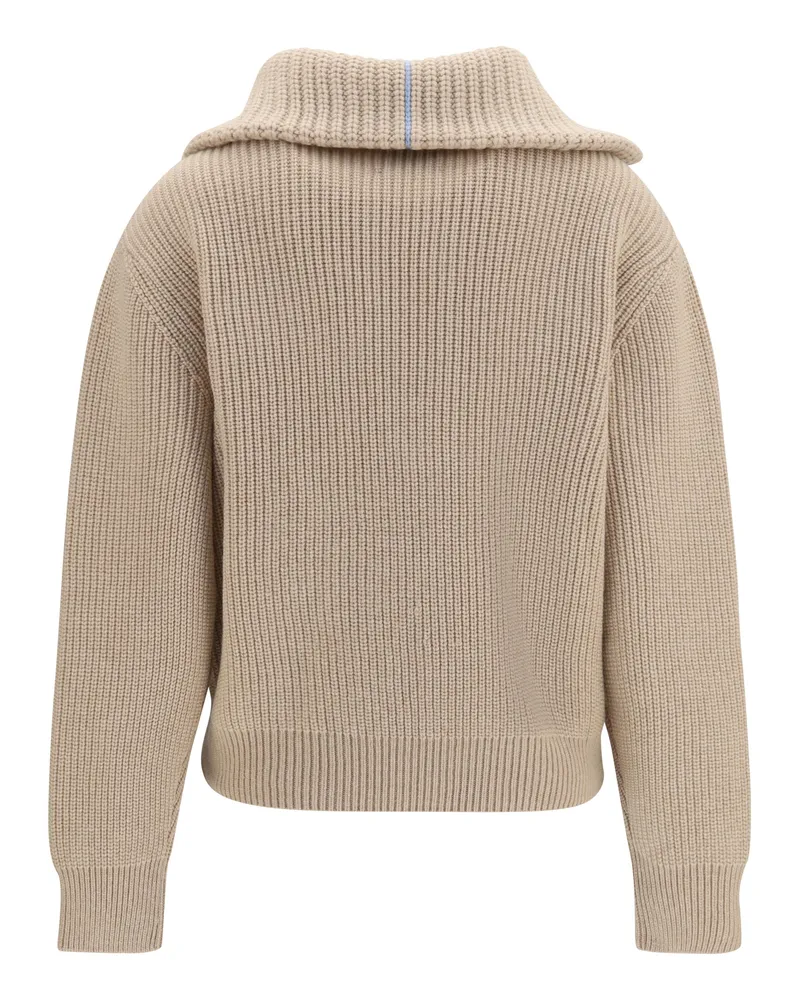 Malo Cashmere High-Neck Zip Sweater — Beige Beige