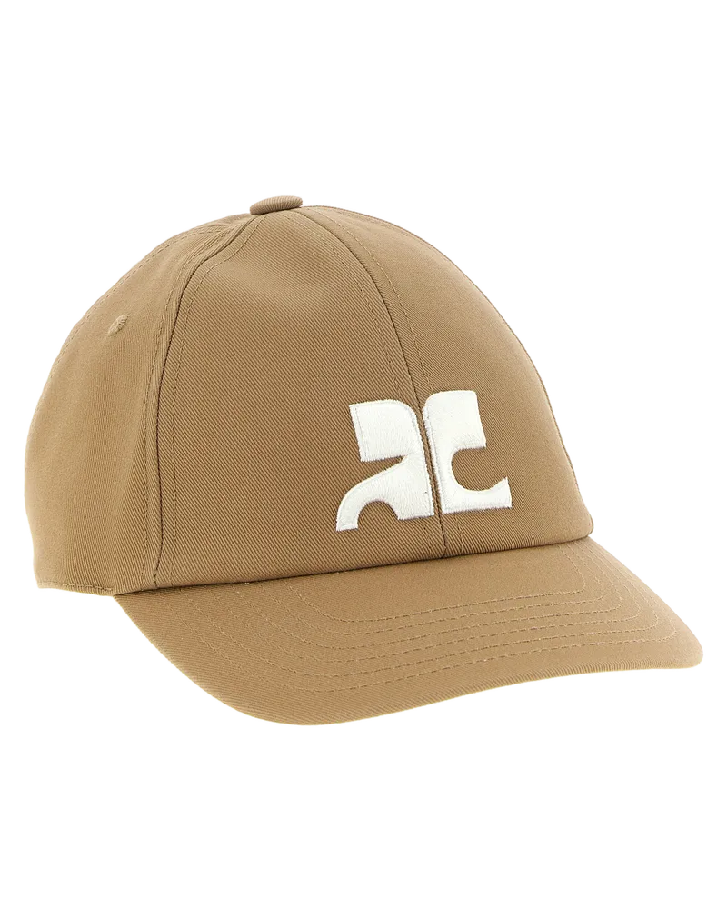 Courrèges CO345534BM AC Logo Cotton Baseball Cap — Beige Beige