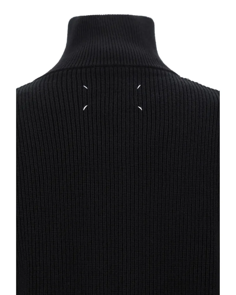 Maison Margiela Men's Cotton Zip-Up Sweater Black General Wool (ovis Aries Black