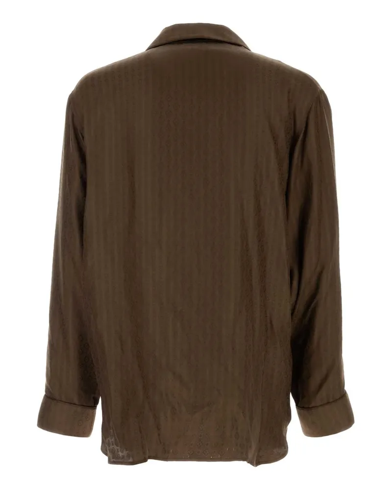 Saint Laurent Men's Brown Silk Shirt Taupe Exterior: Camicie Brown