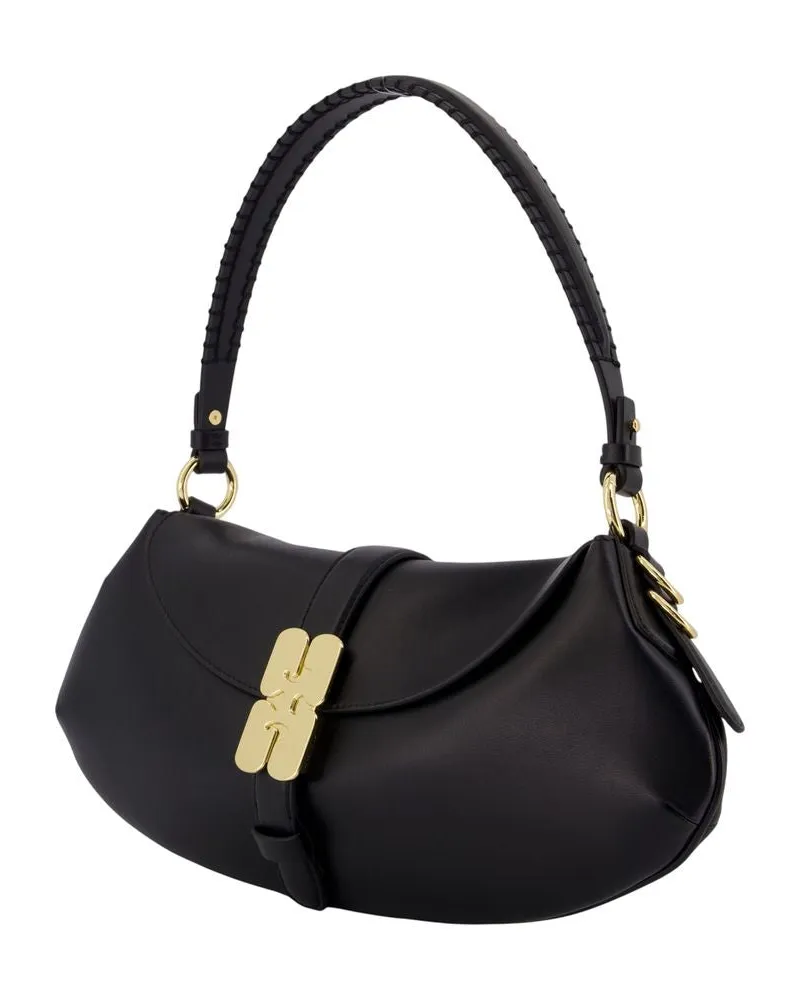 Ganni Women's B Kat Shoulder Bag -  Synthetic Black Shoulder-Hobo-Bags Black