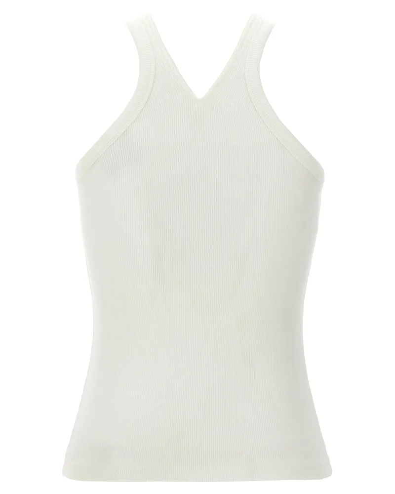 Courrèges Ribbed Cotton Criss-Cross Tank Top — White White