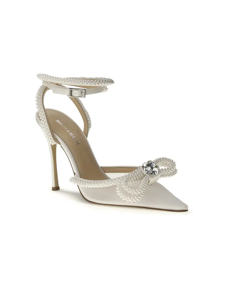 Mach & Mach Women's White Silk High Heel Pumps White