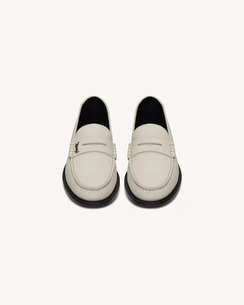 Saint Laurent Leather Loafers — Beige Beige