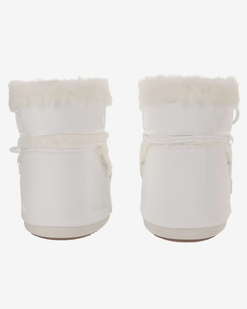 Moon Boot Women's Ankle Boots Icon Low White Faux Fur Modacrylic White