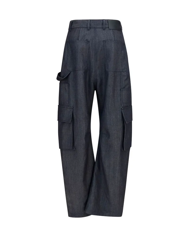 Balenciaga Women's Blue Wool Oves Aries Cargo Pants Blue