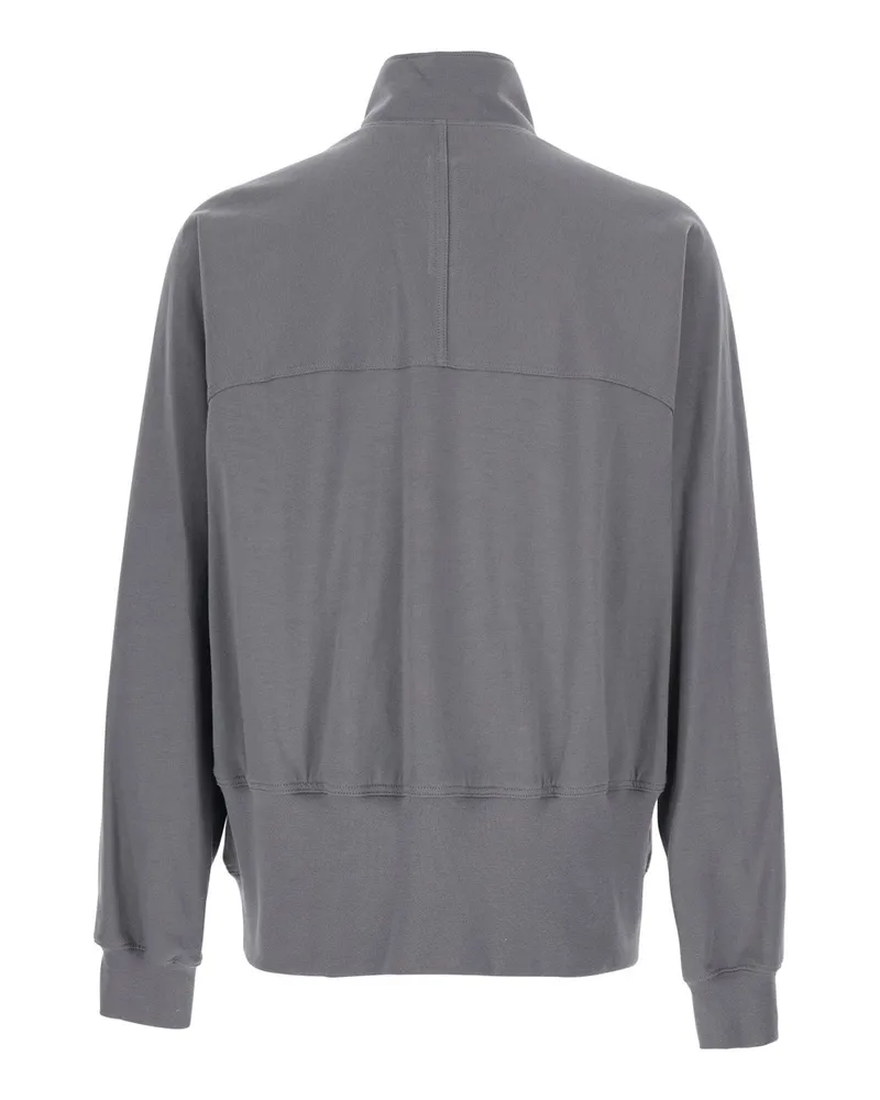 Rick Owens Men's Zip-Front Jogger Sweatshirt Grey Cotton Sweatshirts Sweater Gray