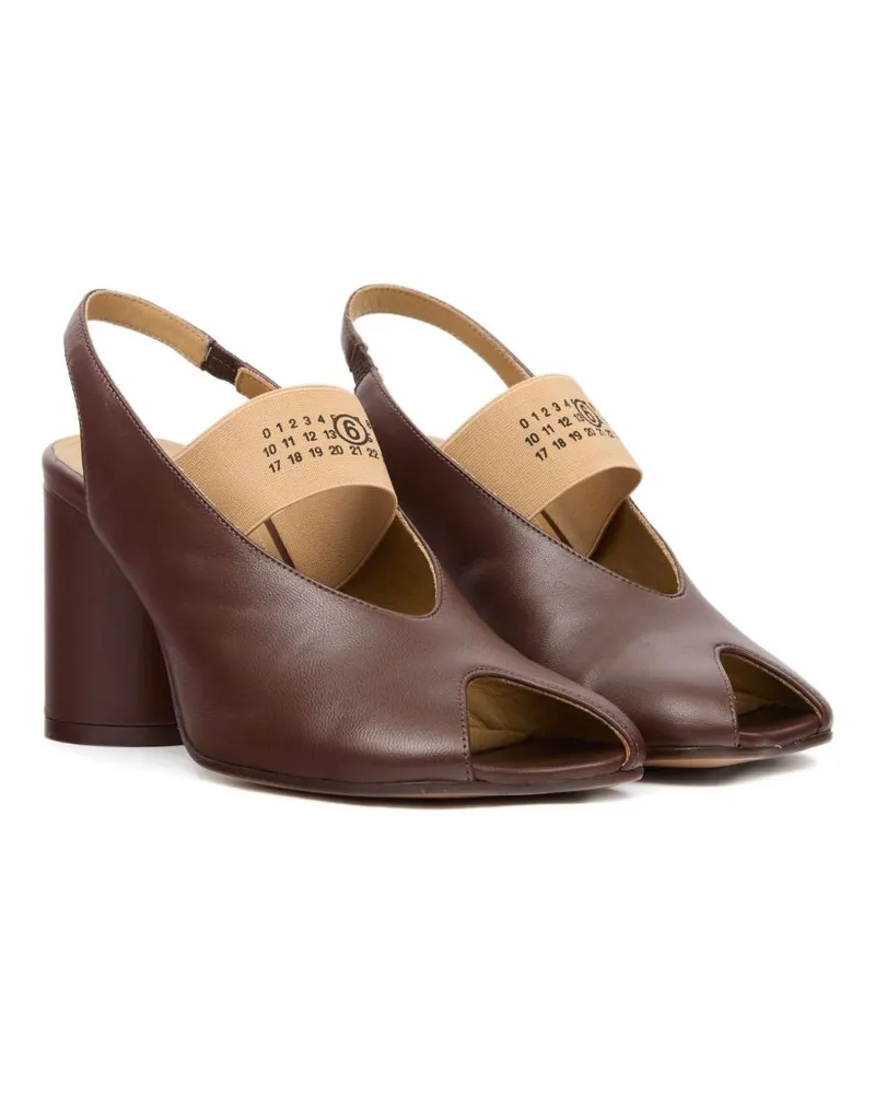 Maison Margiela Leather Slingback Block Heel Sandal — Brown Brown