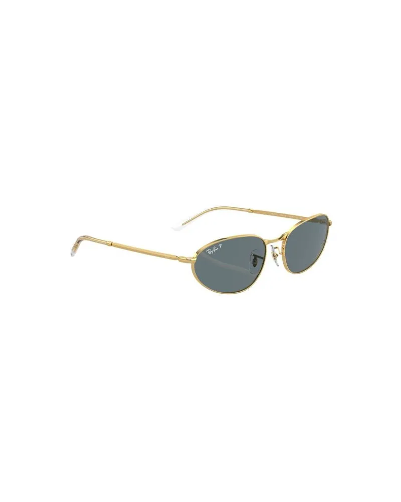 Ray Ban 0RB3734 Oval Metal Frame Sunglasses — Gold Gold