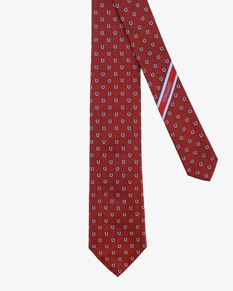 Ferragamo Men's Silk Tie Cairo Red Ties & Bow Red