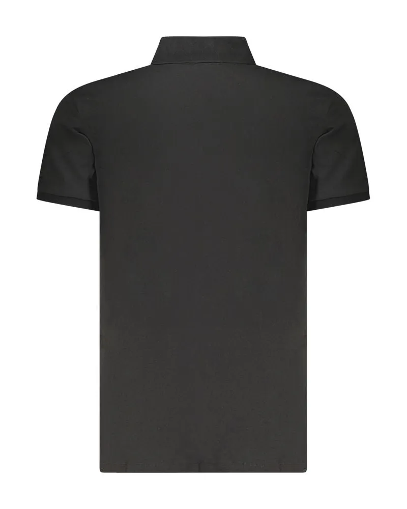 Calvin Klein Embroidered Logo Cotton Polo Shirt — Black Black