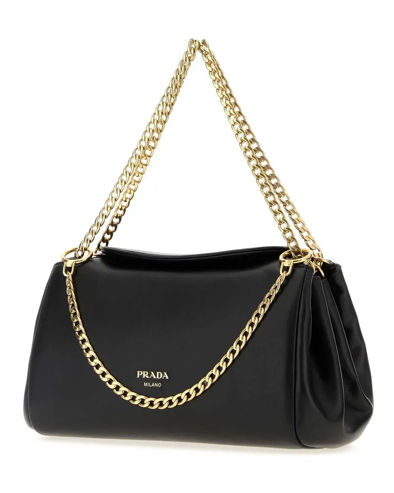 Prada Women's Black Nappa Leather Small  Tumulte Handbag Nero Agnello Borse A Mano Bag Black