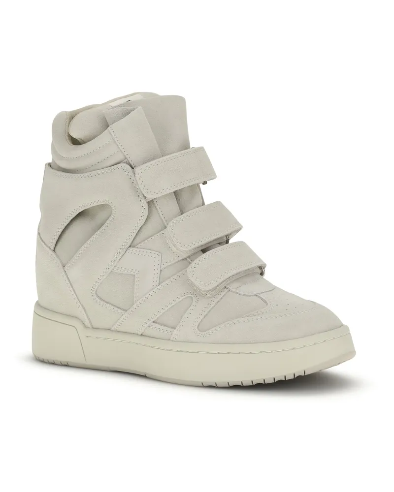 Isabel Marant Women's Wedge Leather Sneakers Im3-Gz Ecru Beige
