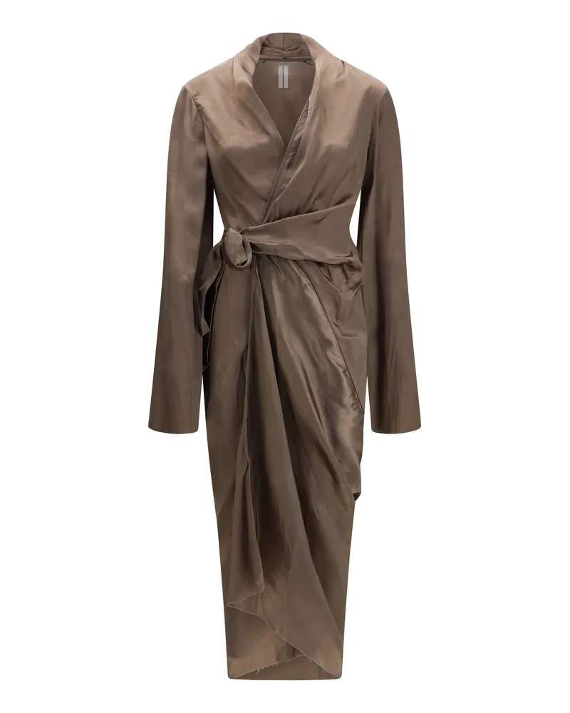 Rick Owens Women's Dress Asymmetric Wrap Cupro Dust Taupe