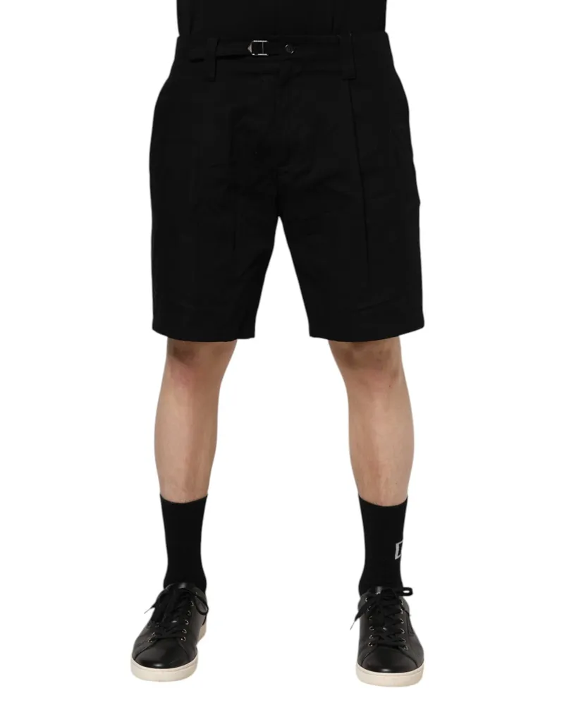 Dolce & Gabbana Black Cotton Knee Length Men Bermuda Shorts Elastane Black
