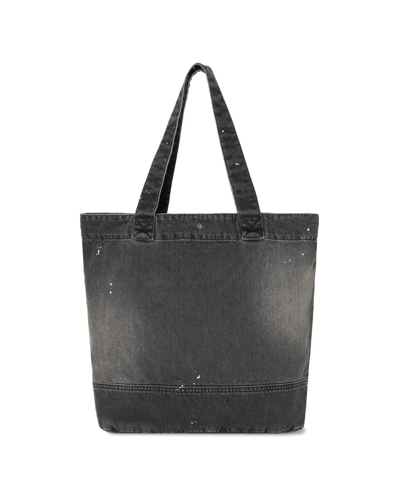 Carhartt WIP Cotton Paint-Splatter Washed Tote Bag — Black Black