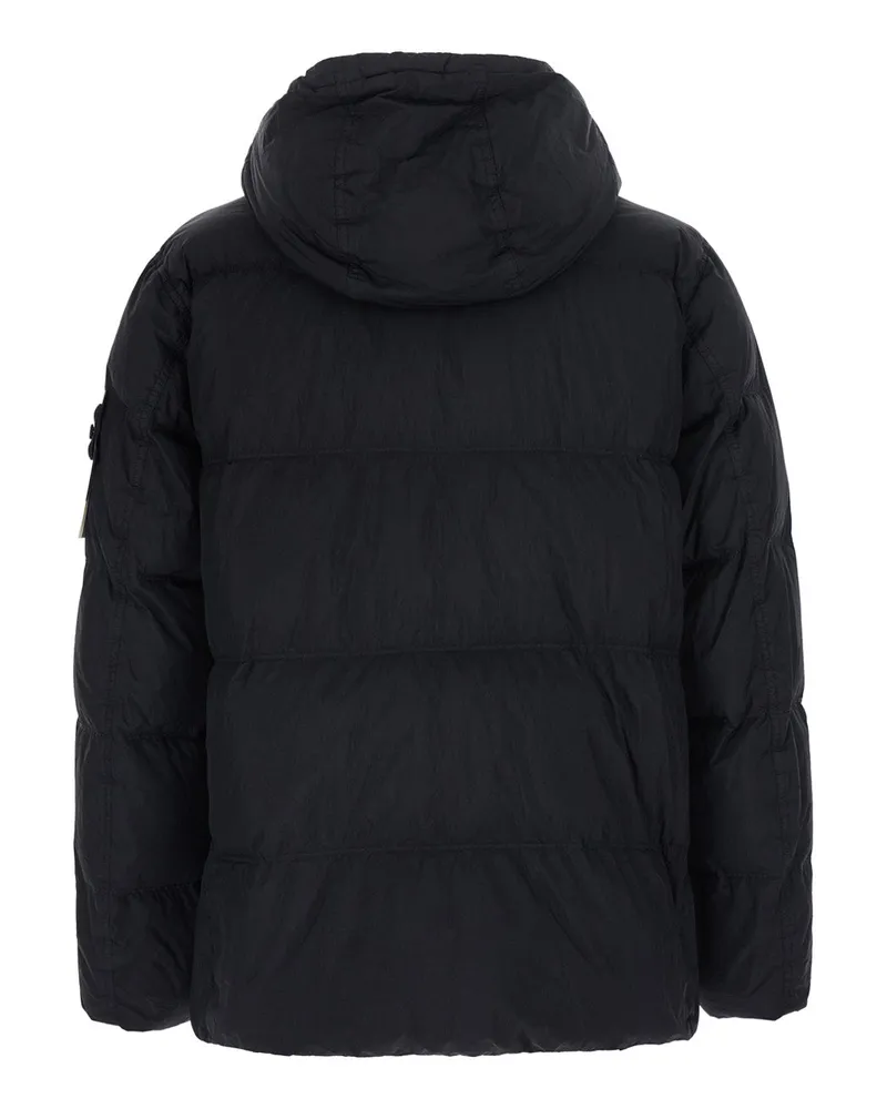Stone Island Men's Down Jacket Crinkle Black Polyamide Padded Black