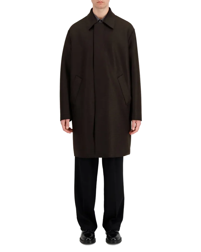 Harris Wharf London Men's Manteau Zippé  En Laine Pressée Brun Foncé Brown Coat Brown