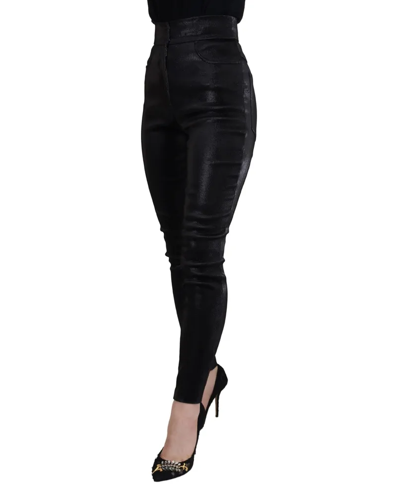 Dolce & Gabbana Women's Black Washed Cotton Skinny Denim Jeans Clothing Black