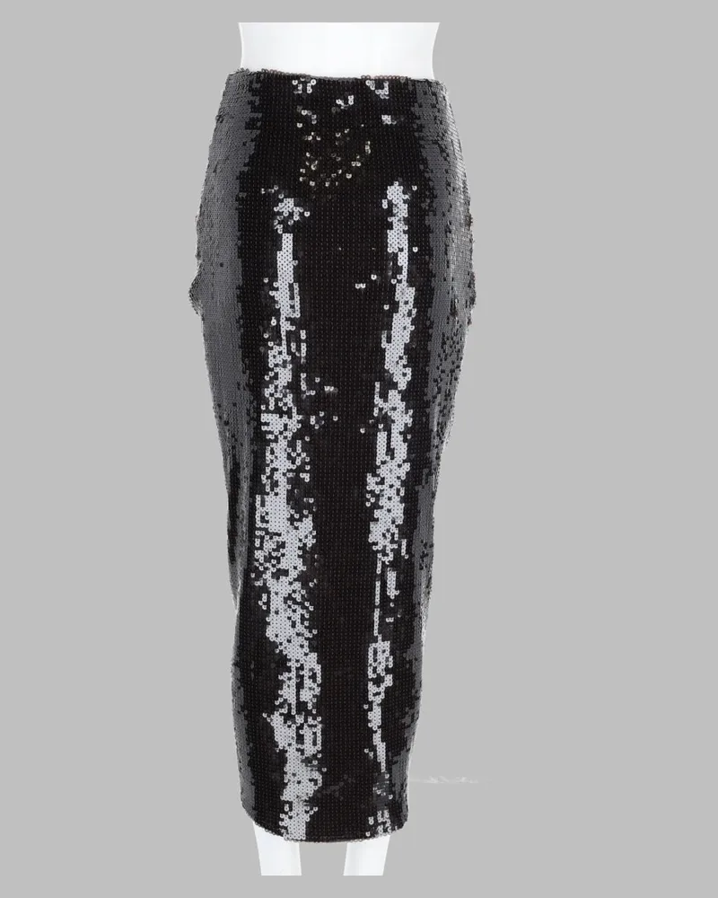 ROTATE Birger Christensen Sequin Knot Detail Skirt — Brown Brown