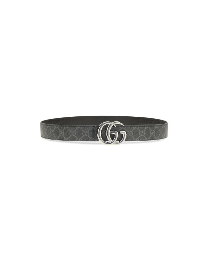 Gucci Men's Black Calf Leather Bos Taurus Regular Belt Black