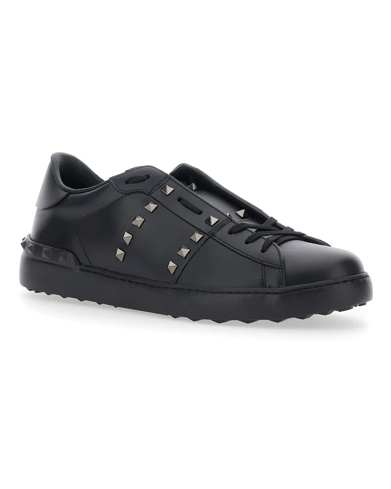Valentino Garavani Men's Sneakers Rockstud Untitled Black Leather Calf Trainers 