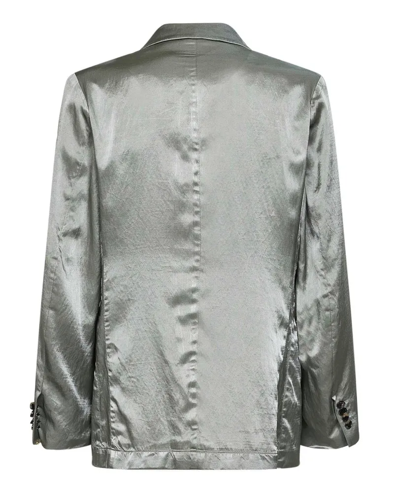 Dries van Noten Men's Double-Breasted Blazer Mint Green Cupro Jacket Green