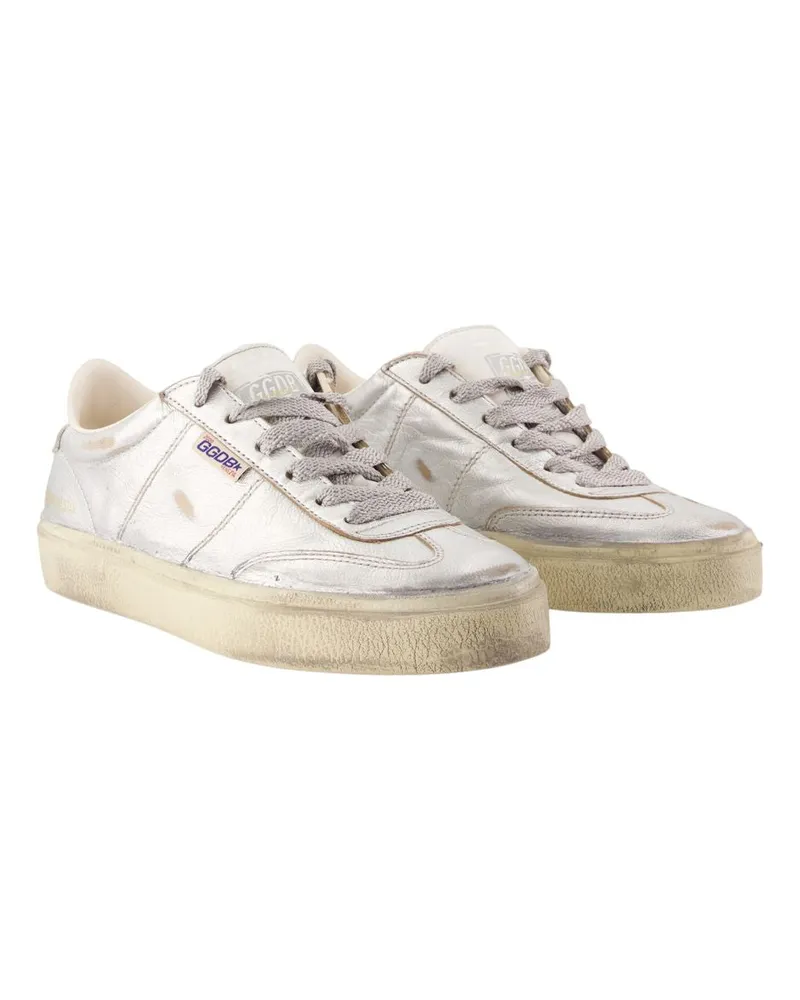 Golden Goose Women's Soul Star Sneakers -  Leather Silver Calfskin Shoes Silver