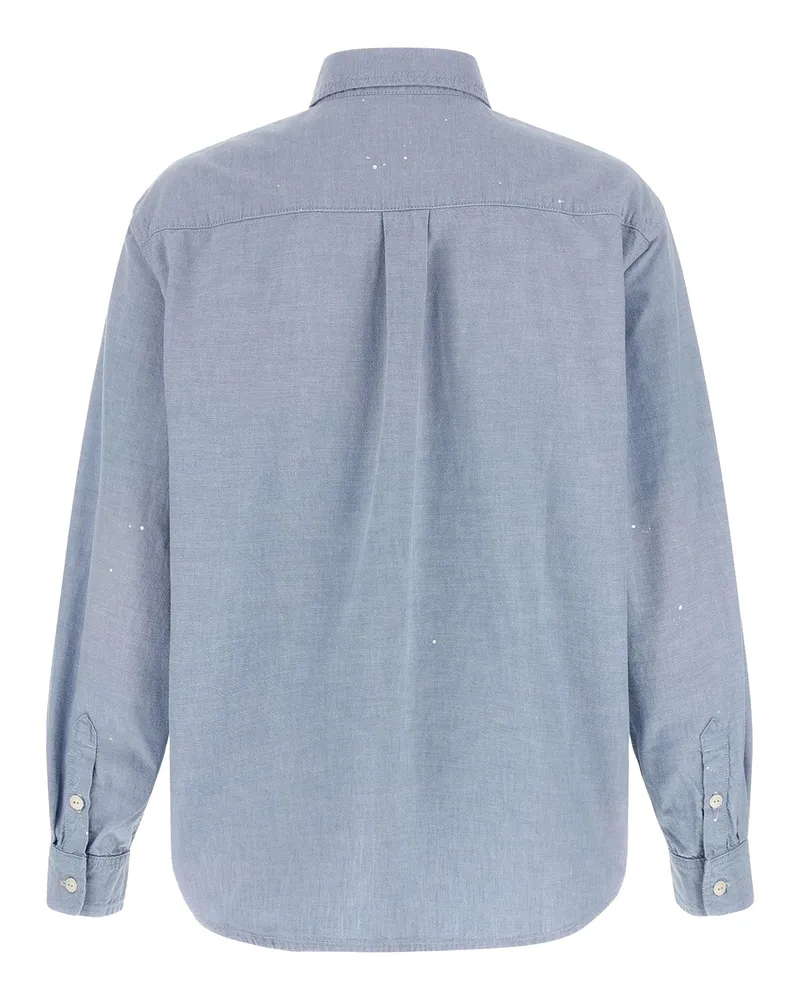 Carhartt WIP Men's Long-Sleeve Painter Shirt Winston Chambray Blue Worn Used, Splatter Cotton Blue