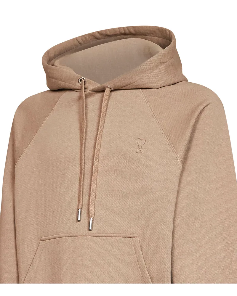 AMI Paris Loopback Jersey Cotton Sweatshirt — Beige Beige