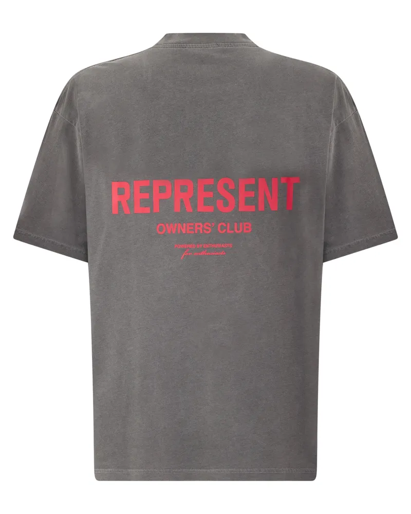 REPRESENT Men Cotton T-Shirt Washed Black T-Shirts And Polos Gray