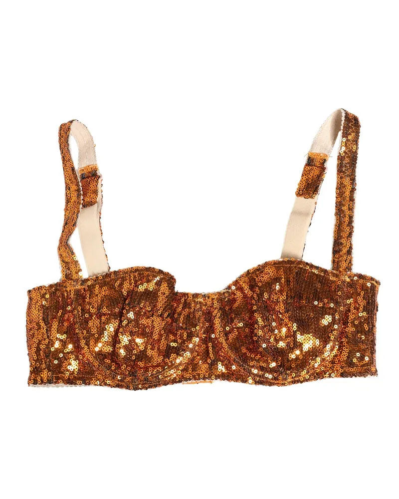 Dolce & Gabbana Women Gold Sequined Nyon Balconnet Bra Underwear Nylon Clothing Gold