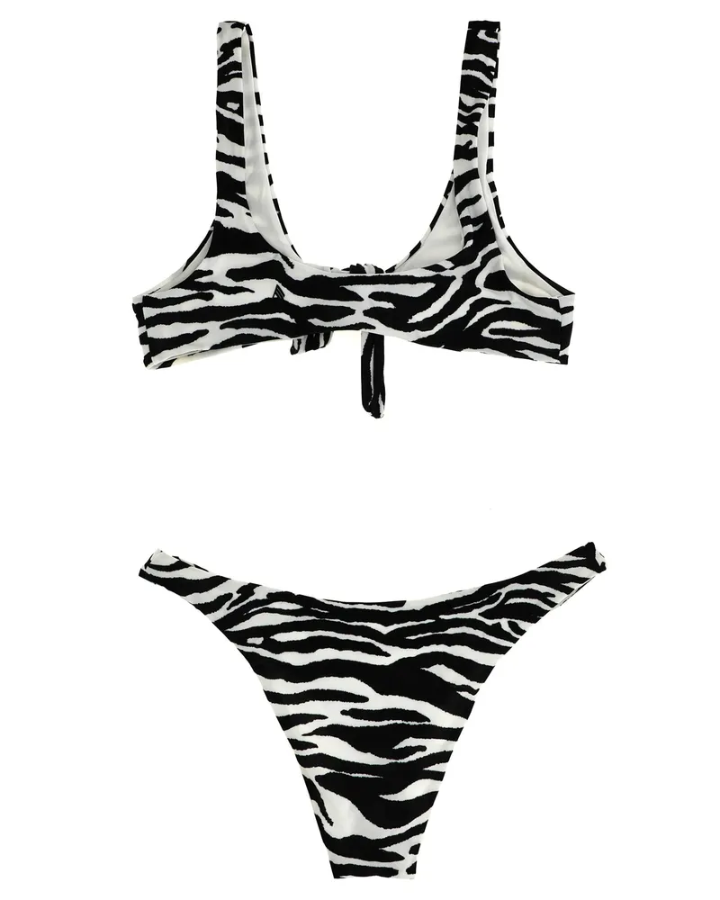 ATTICO Zebra-Print Lycra Bikini — Black Black