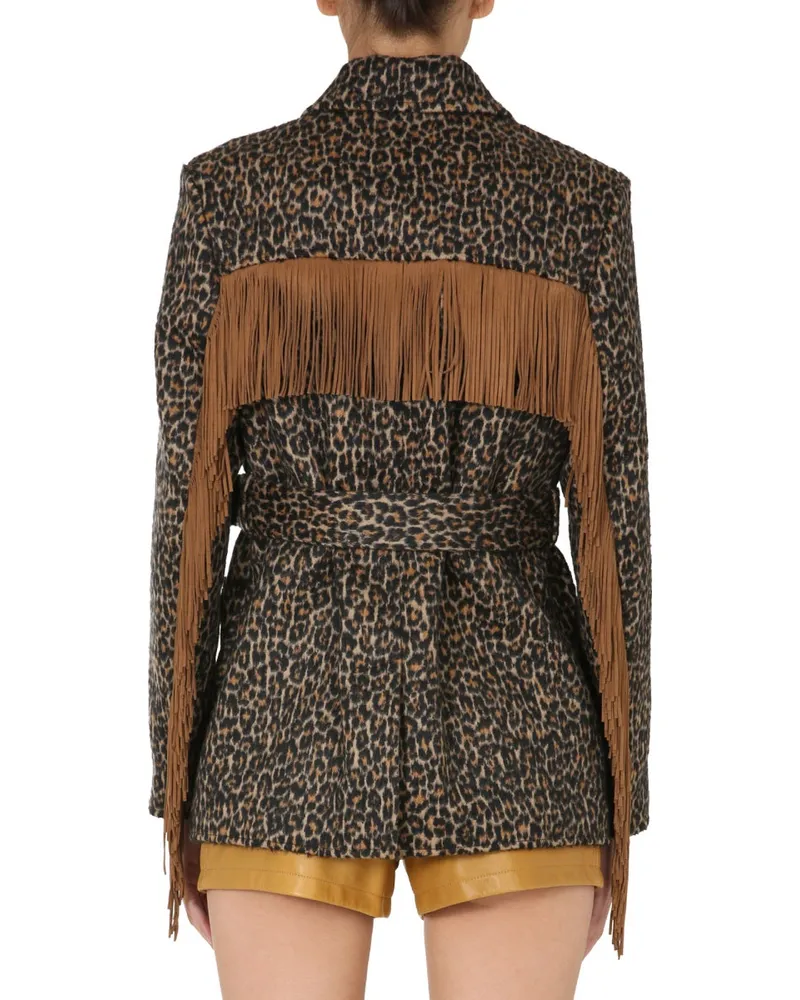 Saint Laurent Fringed Wool Jacket — Brown Brown