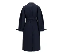 Double-Breasted Cotton with Double Belt Trench Coat — Black