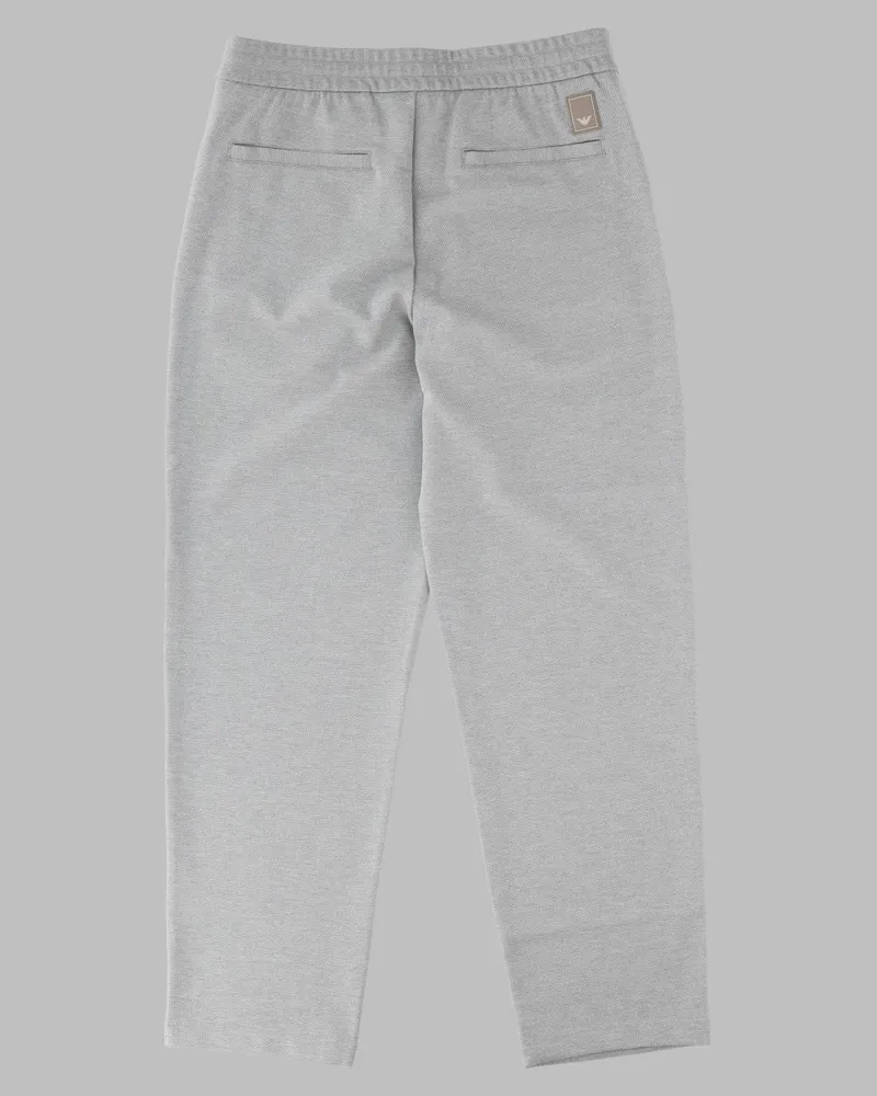 Emporio Armani Jersey Piquet Tapered Trousers — Blue Blue