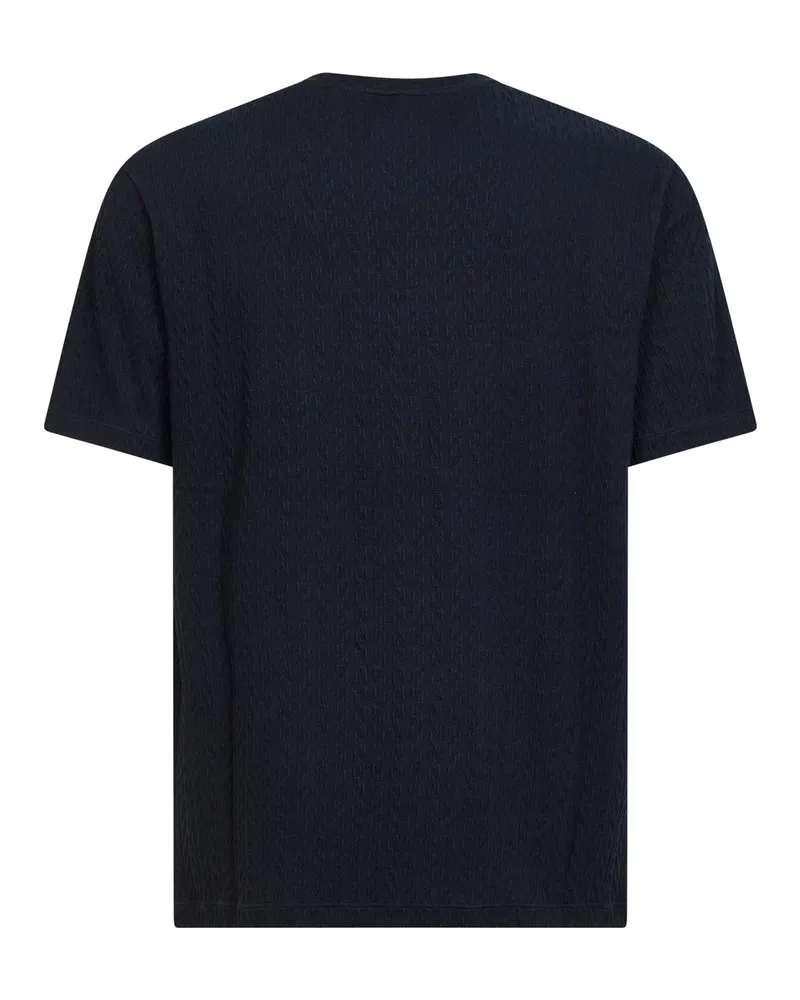 Giorgio Armani 3D Embossed Viscose T-Shirt — Navy Navy