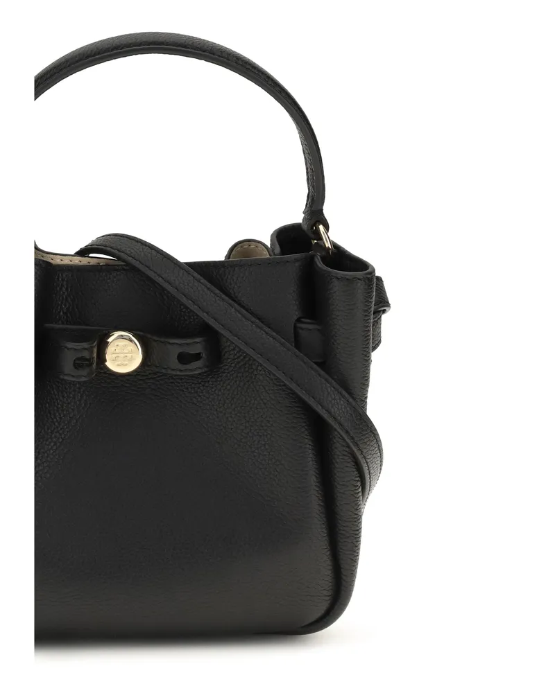 Tory Burch Women's Mini Bucket Bag Romy Black Calf Leather Shoulder Black