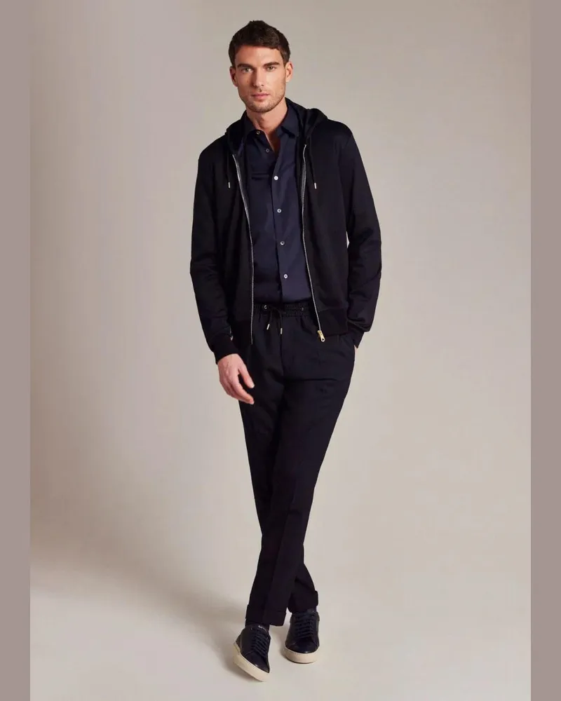 Paul Smith Drawstring-Waist Wool Trousers — Navy Navy