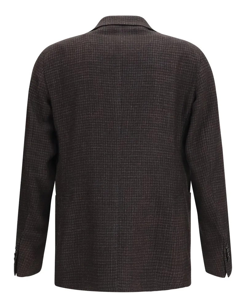 Tagliatore Check Wool-Silk Blend Blazer — Brown Brown