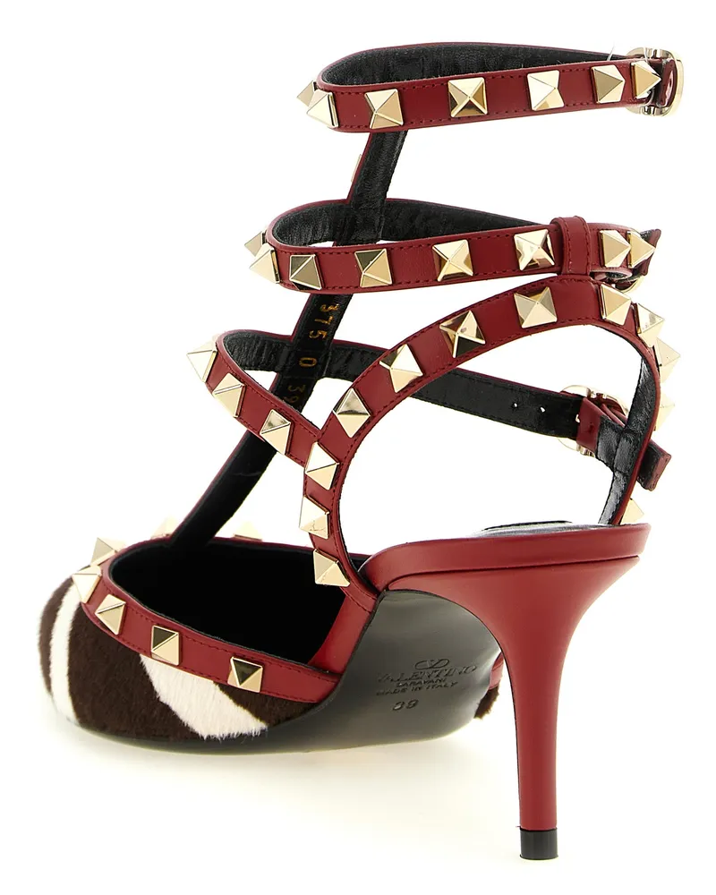 Valentino Garavani Women's Multicolor Calfskin Mid Heel Pumps Red
