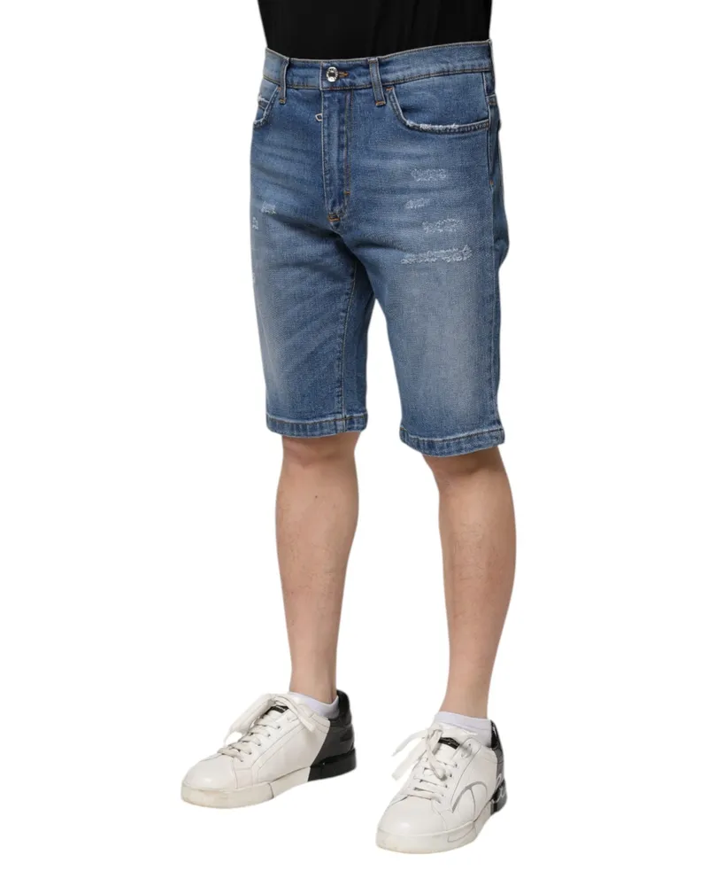 Dolce & Gabbana Cotton-Stretch Denim Bermuda Shorts — Blue Blue